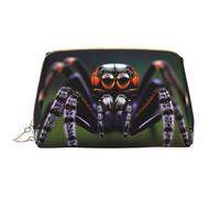 WZYCWB Tropical rainforest spiders Leather cosmetic bag with pockets, portable travel cosmetic bag, large capacity cosmetic storage bag,