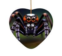WZYCWB Tropical rainforest spiders patterned Heart Shape ceramic pendant, perfect for decorating your home Christmas tree for winter parties