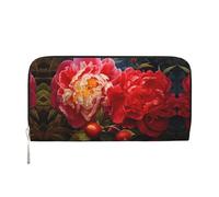 WZYCWB Tulip Illustration Leather clutch bags zipper wallets and card holders are perfect for travel or daily use, Tree Peonies, One Size