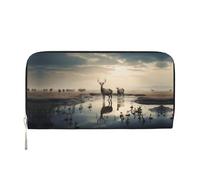 WZYCWB Tulip Illustration Leather clutch bags zipper wallets and card holders are perfect for travel or daily use, Tranquil River, One Size