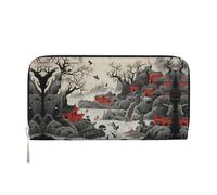 WZYCWB Tulip Illustration Leather clutch bags zipper wallets and card holders are perfect for travel or daily use, Traditional Landscape Painting, One Size
