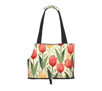 WZYCWB Tulip illustration pattern Printed Pet Shoulder Bag - Lightweight, Breathable Travel Small Pet Shoulder Bag