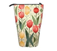 WZYCWB Tulip Illustration Pattern Printed Retractable Pen Holder Suitable for use as a Simple Cosmetic Bag, Wallet, etc.