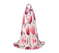 WZYCWB Tulip Illustration Printed Hooded Cape | Cosplay Costume, Halloween Anime Party Prop - Medium