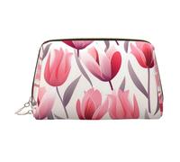 WZYCWB Tulip Illustration Printed Leather Cosmetic Bag - Stylish and Portable Cosmetic Storage Bag