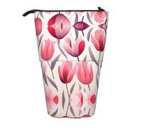 WZYCWB Tulip Illustration Printed Retractable Pen Holder Suitable for use as a Simple Cosmetic Bag, Wallet, etc.