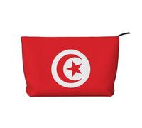 WZYCWB Tunisian flag Corduroy cosmetic bag, women's portable zipper handbag purse, suitable for travel and daily storage, cosmetics