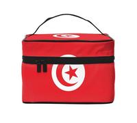 WZYCWB Tunisian flag Large cosmetic bag for women, portable large capacity cosmetic bag, travel cosmetic bag storage bag for girls, Black, One Size, Black, One Size