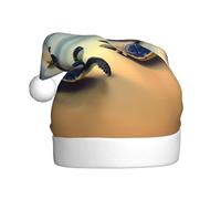 WZYCWB turtles on the beach Adult New Year Santa Hat, Unisex Decorative Hat, Christmas New Year Party, 15.7 Inch High Plush Santa Hat