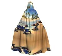 WZYCWB turtles on the beach Patterned Hooded Cape - Ideal Costume for Carnival/Festival Party Cosplay
