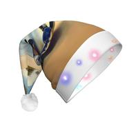 WZYCWB turtles on the beach Printed Santa hat with LED lights, perfect for Christmas parties, stage performances, and holiday parties.