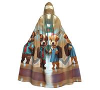 WZYCWB two adorable puppies Halloween hooded cape, a stylish adult cape perfect for carnivals, themed parties, and masquerades.