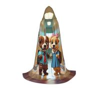 WZYCWB two adorable puppies Printed Small Hooded Cape, Holiday Party Costume, Carnival Party Prop, Sizes S/M/L