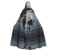 WZYCWB Two black swans Halloween hooded cloak, unisex fashion cloak suitable for Halloween cosplay party