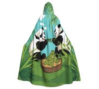 WZYCWB Two cute big pandas Patterned ball cape, adult extended wizard robe, masquerade costume, carnival theme party dress