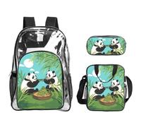 WZYCWB Two cute big pandas Printed backpack set | Lunch bag and pencil case | Perfect for work, business trips, and vacations.