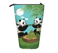 WZYCWB Two Cute Big Pandas Printed Retractable Pen Holder Suitable for use as a Simple Cosmetic Bag, Wallet, etc.