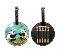WZYCWB Two Cute Big Pandas Special Printed Golf tee Storage Bag - Portable Hanging Buckle Design
