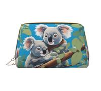 WZYCWB Two cute koalas Leather cosmetic bag with pockets, portable travel cosmetic bag, large capacity cosmetic storage bag,