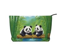 WZYCWB Two Cute Pandas Printed Cosmetic Storage Bag, Perfect for Business Trips and Travel.