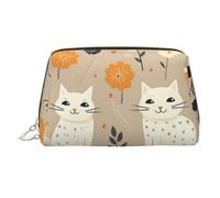 WZYCWB Two Funny Cats Printed Leather Cosmetic Bag - Stylish and Portable Cosmetic Storage Bag