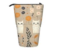 WZYCWB Two Funny Cats Printed Retractable Pen Holder Suitable for use as a Simple Cosmetic Bag, Wallet, etc.