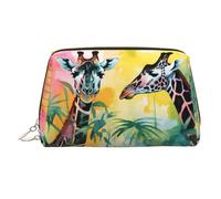 WZYCWB Two Giraffes. Printed Leather Cosmetic Bag - Stylish and Portable Cosmetic Storage Bag