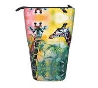 WZYCWB Two Giraffes. Printed Retractable Pen Holder Suitable for use as a Simple Cosmetic Bag, Wallet, etc.