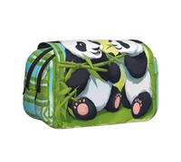 WZYCWB Two happy pandas Portable Pencil Case ideal for organizing pens in the office or storing makeup brushes