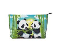 WZYCWB Two Happy Pandas Printed Cosmetic Storage Bag, Perfect for Business Trips and Travel.