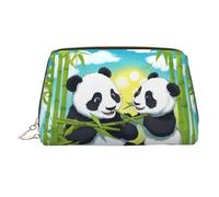 WZYCWB Two Happy Pandas Printed Leather Cosmetic Bag - Stylish and Portable Cosmetic Storage Bag