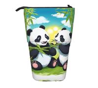 WZYCWB Two Happy Pandas Printed Retractable Pen Holder Suitable for use as a Simple Cosmetic Bag, Wallet, etc.