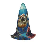 WZYCWB Two-headed turtle Printed Large Hooded Cape, Holiday Party Costume, Carnival Party Prop, Sizes S/M/L