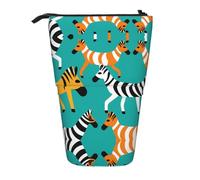 WZYCWB Two-Headed Zebra Printed Retractable Pen Holder Suitable for use as a Simple Cosmetic Bag, Wallet, etc.