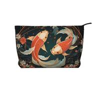 WZYCWB Two koi carps Printed Cosmetic Storage Bag, Perfect for Business Trips and Travel.