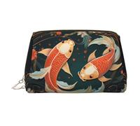 WZYCWB Two koi carps Printed Leather Cosmetic Bag - Stylish and Portable Cosmetic Storage Bag