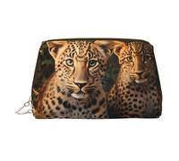 WZYCWB Two Leopard Brothers Printed Leather Cosmetic Bag - Stylish and Portable Cosmetic Storage Bag