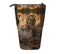 WZYCWB Two Leopard Brothers Printed Retractable Pen Holder Suitable for use as a Simple Cosmetic Bag, Wallet, etc.