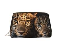 WZYCWB Two Leopards snuggling Together Printed Leather Cosmetic Bag - Stylish and Portable Cosmetic Storage Bag