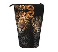 WZYCWB Two Leopards snuggling Together Printed Retractable Pen Holder Suitable for use as a Simple Cosmetic Bag, Wallet, etc.