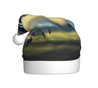 WZYCWB UFO landing Adult New Year Santa Hat, Unisex Decorative Hat, Christmas New Year Party, 15.7 Inch High Plush Santa Hat