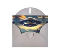 WZYCWB UFO landing Patterned Gray Holiday Card (6x4) with Envelope. Suitable for birthdays, weddings, and condolences.