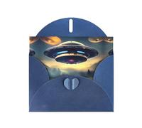 WZYCWB UFO landing Printed Blue Pearlescent Paper Holiday Card with Envelope. Suitable for birthday wishes wedding congratulations and condolences.