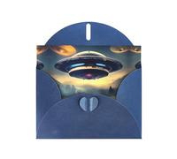 WZYCWB UFO landing Printed Blue Pearlescent Paper Holiday Cards 6x4 Inches - With Envelopes for Birthdays, Weddings, and Condolences