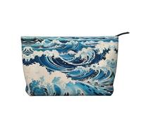 WZYCWB Ukiyo-e Style Waves Printed Cosmetic Storage Bag, Perfect for Business Trips and Travel.