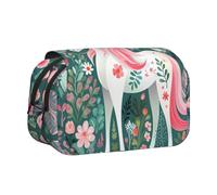 WZYCWB Unicorn with pink hair Patterned Portable Pencil Case ideal for organizing pens in the office or storing makeup brushes