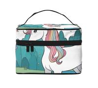 WZYCWB Unicorns by the river Large cosmetic bag for women, portable large capacity cosmetic bag, travel cosmetic bag storage bag for girls, Black, One Size, Black, One Size