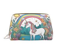 WZYCWB Unicorns by the river Leather cosmetic bag with pockets, portable travel cosmetic bag, large capacity cosmetic storage bag,