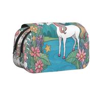 WZYCWB Unicorns by the river Portable Pencil Case ideal for organizing pens in the office or storing makeup brushes