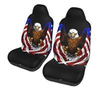 WZYCWB USA Flag Patriotic Eagle Car Seat Protectors (2 Pack), Auto Seat Covers Guard Sedan, SUV, Truck, Van, Bus & Ferry Seats